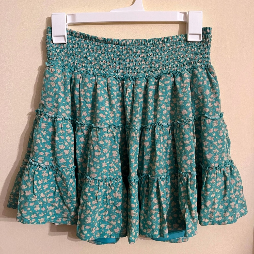AE Floral Tiered Smocked Mini Skirt.